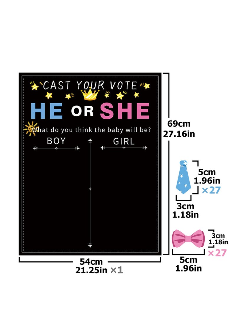 Excefore Baby Gender Reveal Board, Party Supplies Kit with Decorations Games Gender Reveal Voting Poster Board with Stickers, Chalkboard Design Party Games Kit (Tie + bow) - Image 2