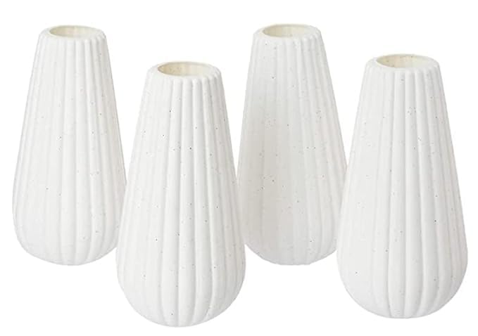 bvslf Decorative Flower Vase for Home Decor Center Table Bedroom Living Room & Office Decoration, Flower Holder, Flower Vase for Home Office Decor Set of 4, White Plastic Vase - Image 1