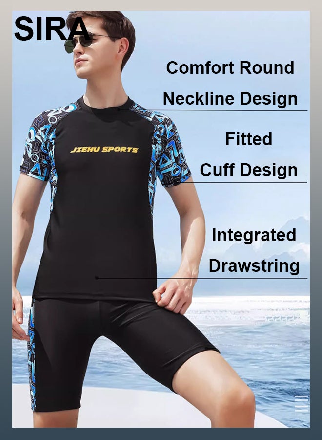 SIRA Men's Quick-Dry Swimwear 2-Piece Set - UPF 50+ Swim Shirt & Anti-Embarrassment Swim Trunks for Beach/Pool/Diving | Lightweight & Breathable Swim Outfit  - Image 3
