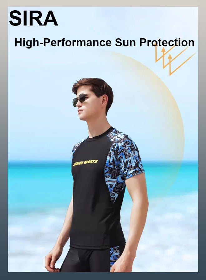 SIRA Men's Quick-Dry Swimwear 2-Piece Set - UPF 50+ Swim Shirt & Anti-Embarrassment Swim Trunks for Beach/Pool/Diving | Lightweight & Breathable Swim Outfit  - Image 4