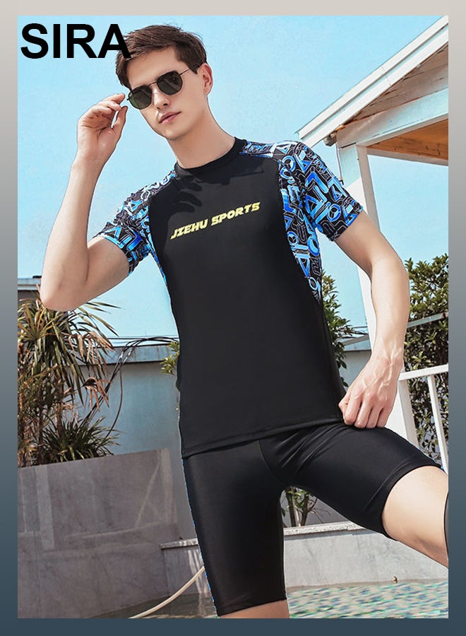 SIRA Men's Quick-Dry Swimwear 2-Piece Set - UPF 50+ Swim Shirt & Anti-Embarrassment Swim Trunks for Beach/Pool/Diving | Lightweight & Breathable Swim Outfit  - Image 5