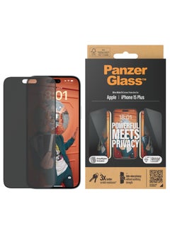 واقي شاشة الخصوصية PanzerGlass™ لهاتف iPhone 15 Plus - شاشة iPhone وشاشة iPhone زجاجية مقسى مقاومة للخدش وواقي للخصوصية - مع أداة تثبيت لسهولة التركيب