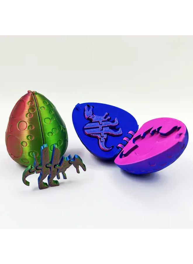 3D Printed Surprise Eggs with Multi Color Gradient Dinosaur Figures Educational Props - Image 1