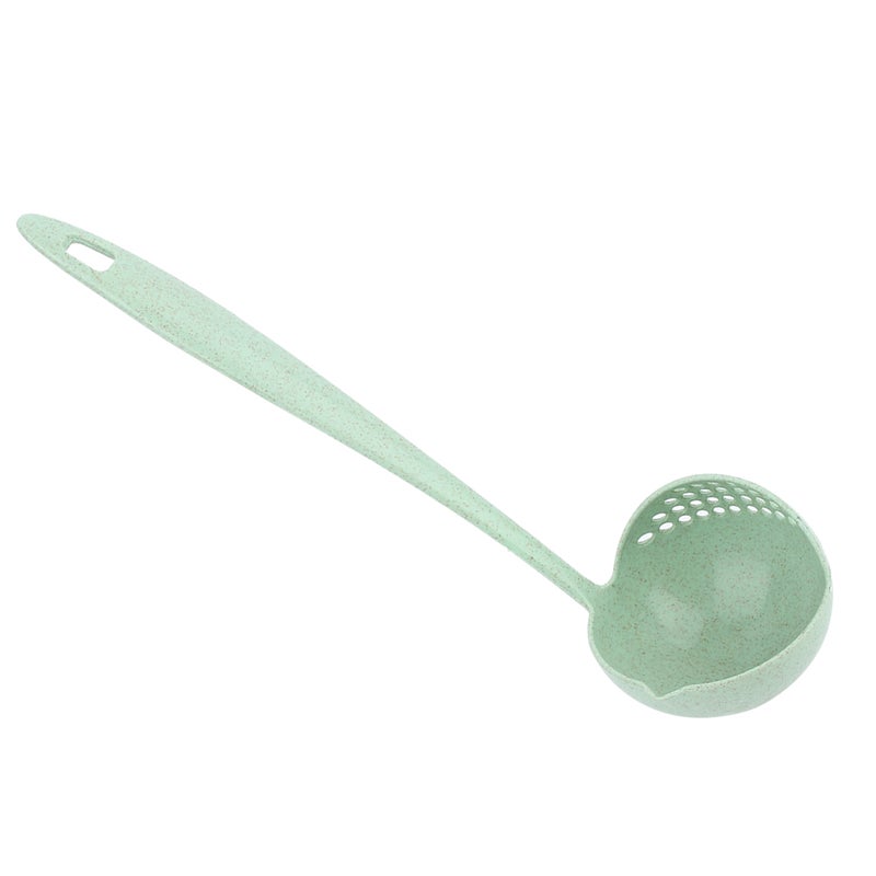 2 In 1 Wheat Straw Long Handle Soup Porridge Spoons With Filter(Beige) - Image 5