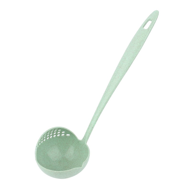 2 In 1 Wheat Straw Long Handle Soup Porridge Spoons With Filter(Beige) - Image 1