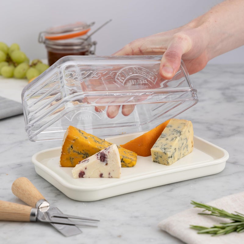 Kilner Cheese Store Airtight Cheese Storage, Removable Silicone Seal for Breathable Storage, Ceramic Serving Base, Dishwasher Safe Glass Lid, 8.5cm x - Image 2