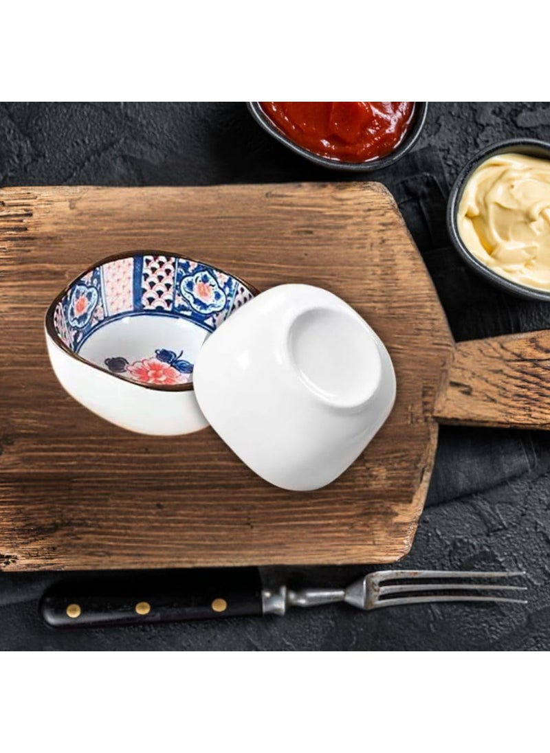 FS COOL FS COOL Sauce Bowl Set Sauce Bowl 4 Different Pattern Dipping Bowls ColorfulPatterned Snack BowlSmall Bowls for Soy Sauce Ketchup Condiments Salad Dressing Spices Set of 4 Random Pattern  - Image 4