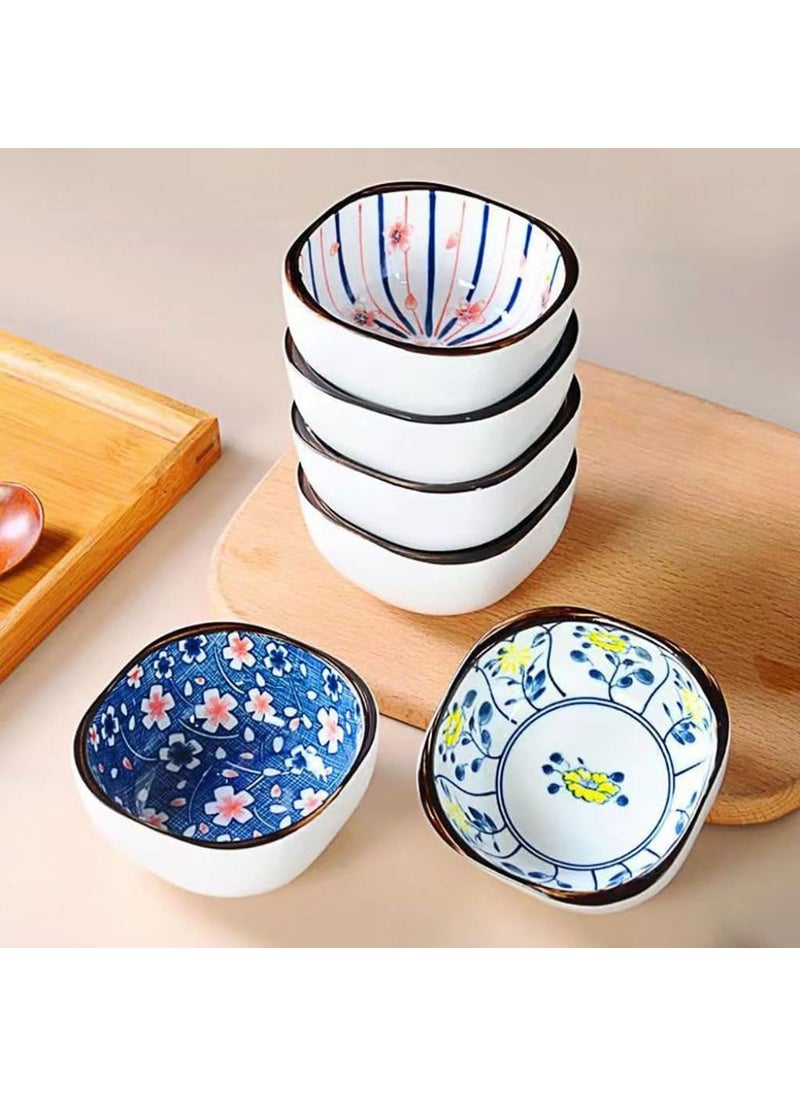 FS COOL FS COOL Sauce Bowl Set Sauce Bowl 4 Different Pattern Dipping Bowls ColorfulPatterned Snack BowlSmall Bowls for Soy Sauce Ketchup Condiments Salad Dressing Spices Set of 4 Random Pattern  - Image 5