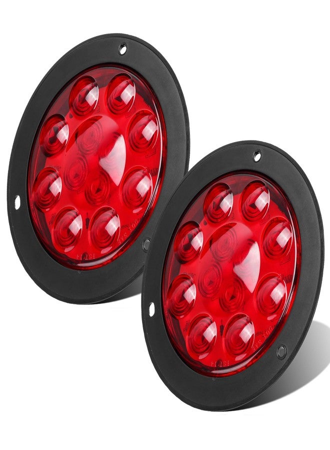 Partsam 2PCS 4" Red Stop Turn Tail Brake Truck Trailer Light Flange Mount 12 Diodes Utility - Image 1