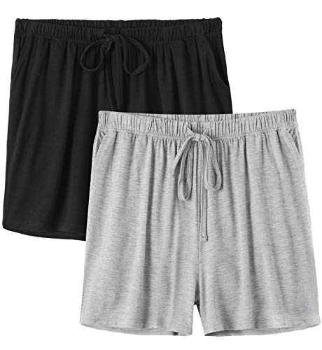 Orrpally Pajama Shorts Womens Lounge Short Sleep Shorts Pajama Bottoms 2-Pack Black Grey XL - Image 1