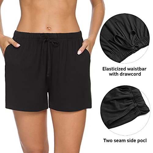 Orrpally Pajama Shorts Womens Lounge Short Sleep Shorts Pajama Bottoms 2-Pack Black Grey XL - Image 2