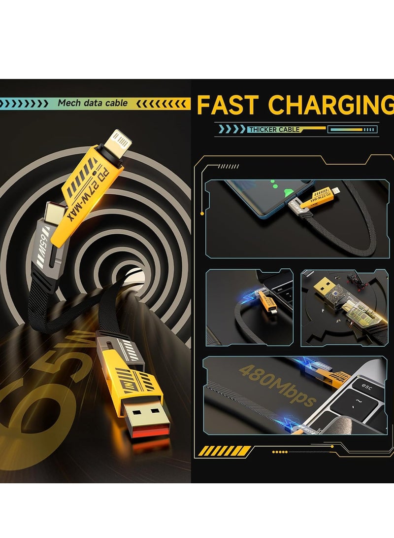 كابل بيانات معدني سريع 4 في 1 قابل للتحويل - كابل شحن مضفر 65 واط - Image 3