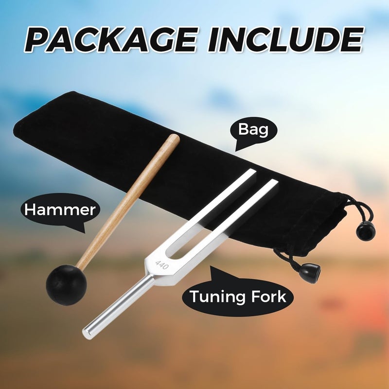 DRELD 440 Hz Tuning Fork, A440Hz Tuning Fork with Silicone Hammer Bag for Violin Guitar Tuner Instrument - Image 4