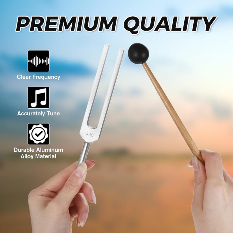 DRELD 440 Hz Tuning Fork, A440Hz Tuning Fork with Silicone Hammer Bag for Violin Guitar Tuner Instrument - Image 3