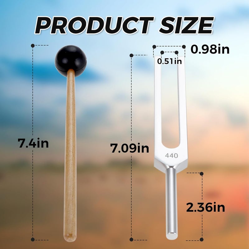 DRELD 440 Hz Tuning Fork, A440Hz Tuning Fork with Silicone Hammer Bag for Violin Guitar Tuner Instrument - Image 2