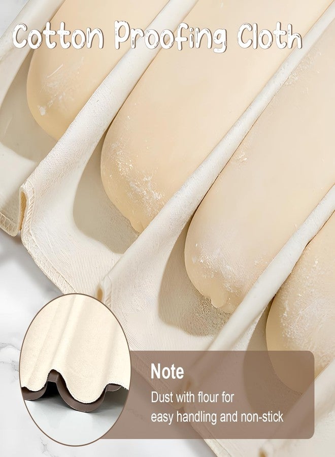 EQUNROY Baguette Bread Pan, Perforated French Bread Tray - 3 Loaf Nonstick Baking Sheet with Proofing Cloth & Dough Cutter Kit, Home Baker Supplies(15x11 Inch Gold) - Image 5