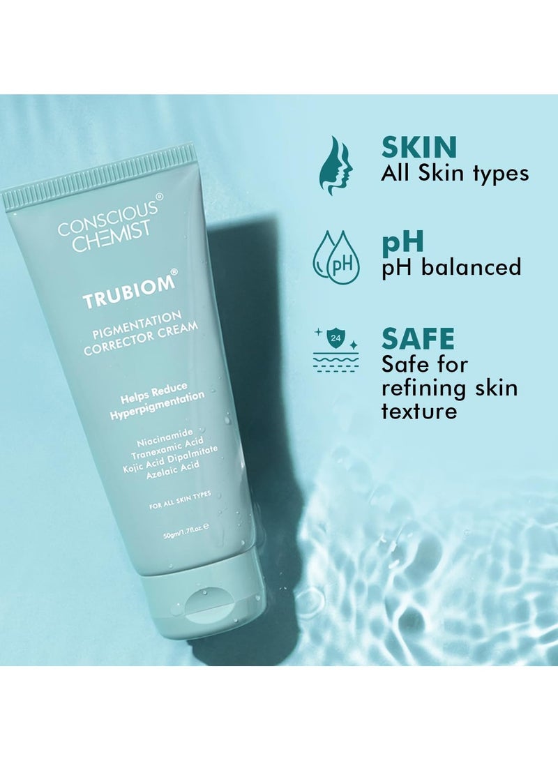 CONSCIOUS CHEMIST Kojic Acid Face Cream | 50g | Azelaic Acid Cream, Face Cream for Men & Women, Niacinamide & Tranexamic Acid, Anti Pigmentation Cream, Reduce Dark Spots, All Skin Type - Trubiom - Image 5