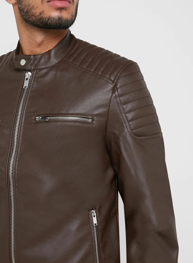 FOREVER 21 Faux Leather Bomber Jacket