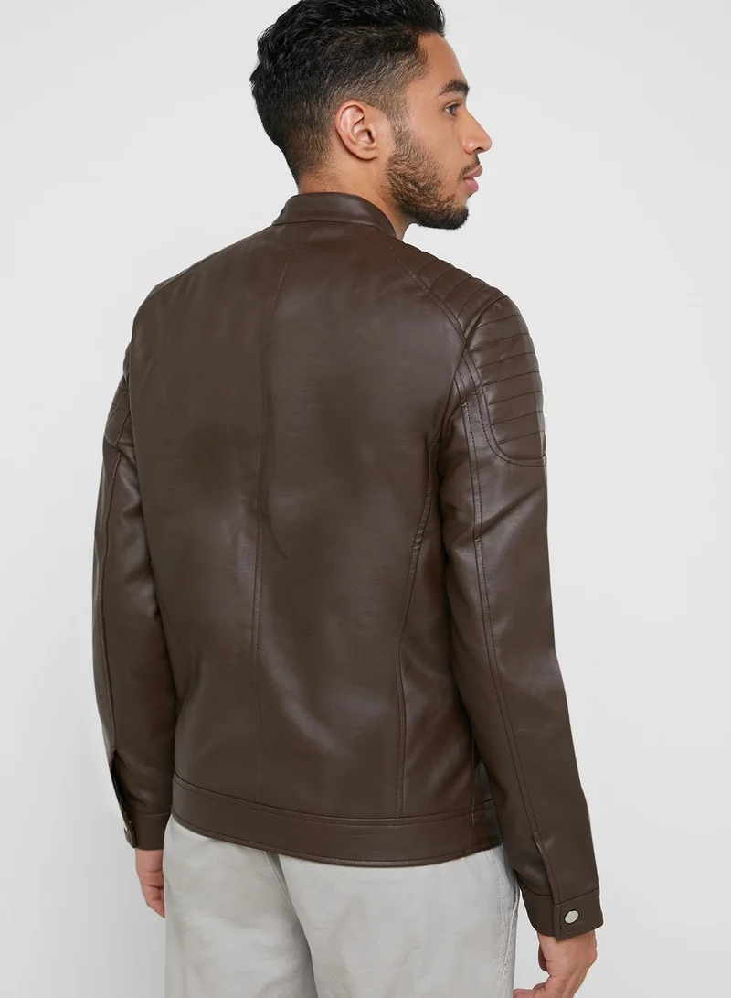 FOREVER 21 Faux Leather Bomber Jacket