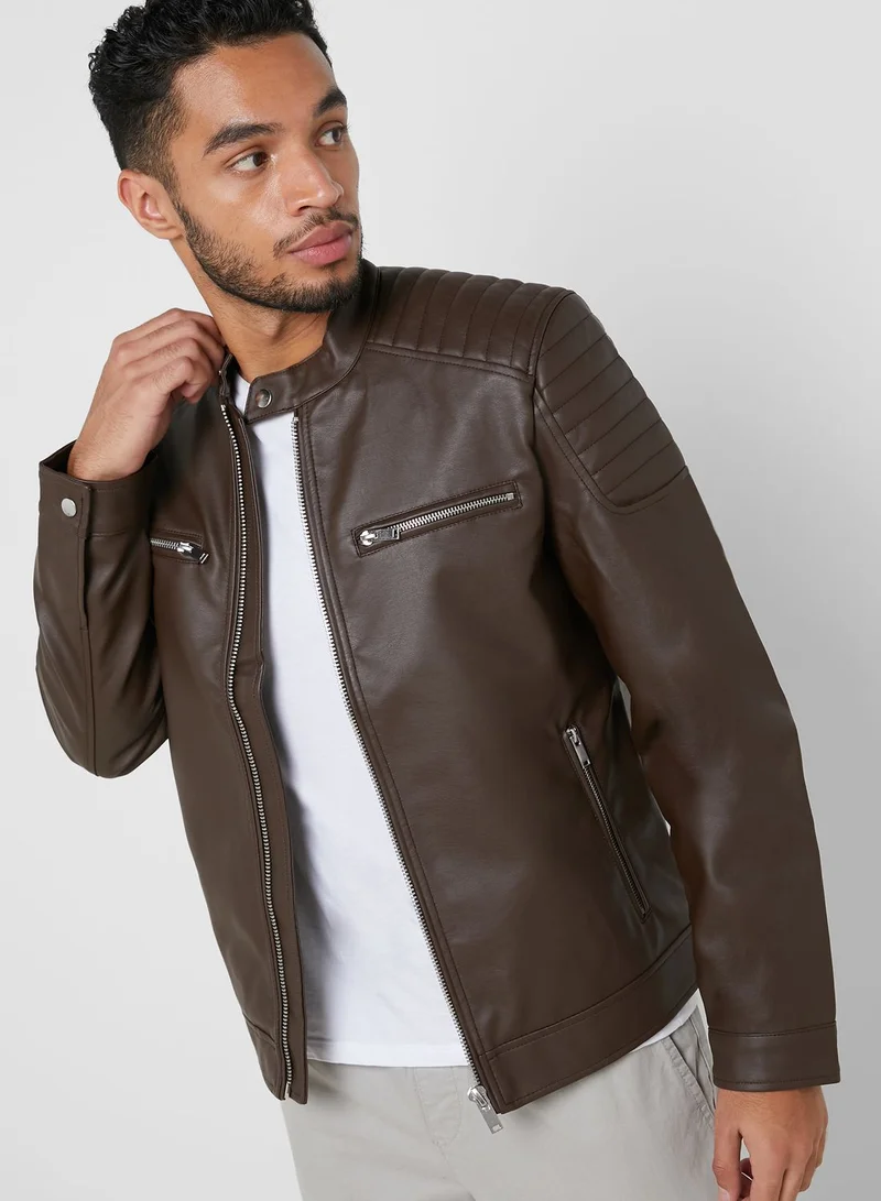 FOREVER 21 Faux Leather Bomber Jacket
