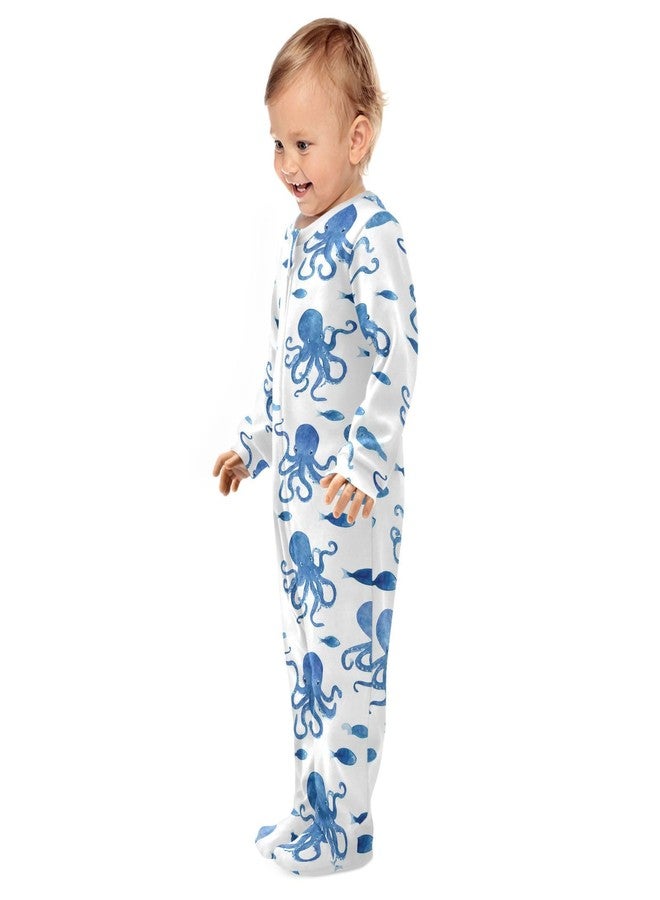 Dussdil Blue Octopus Fish Baby One-Piece Footies Newborn Rompers Pajamas Cotton Footed Pjs for Sleep Play Boys Girls 3M - Image 4