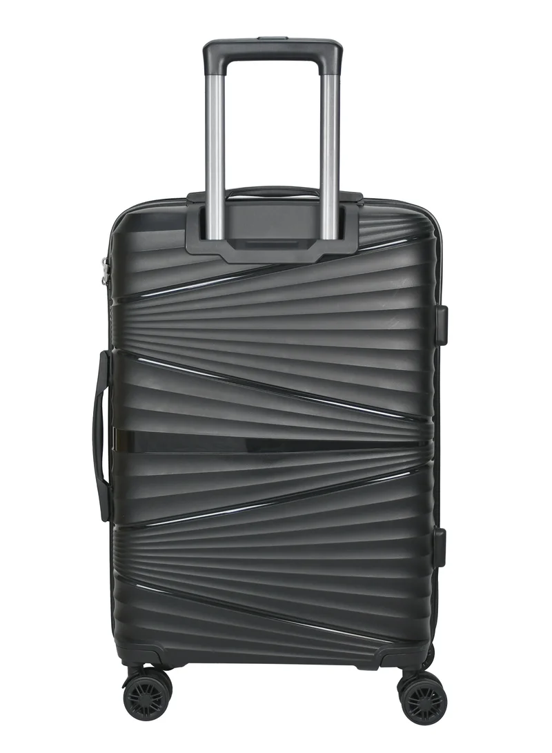 SENATOR Hard Case Large Checked Luggage Trolley For Unisex Polypropylene Lightweight 4 Double Wheeled Suitcase With Built In TSA Type Lock Travel Bag KH1005 Black
