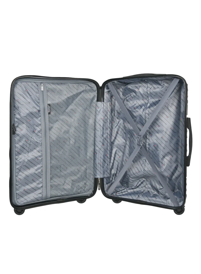 SENATOR Hard Case Large Checked Luggage Trolley For Unisex Polypropylene Lightweight 4 Double Wheeled Suitcase With Built In TSA Type Lock Travel Bag KH1005 Black
