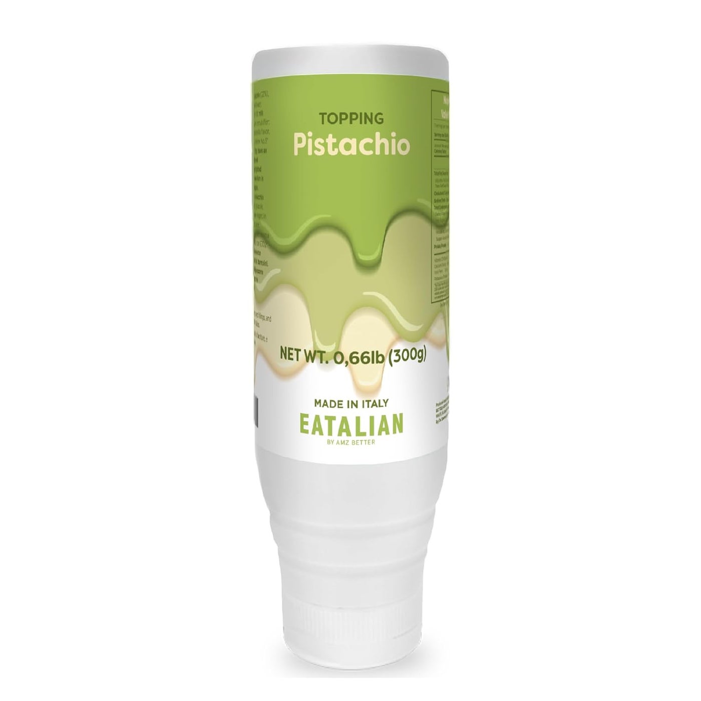 AMZ BETTER EATALIAN by AMZ BETTER Pistachio Flavoured Topping, Sweet Protein Cream in 300 gr Squeezer, Made in Italy, Pistachio Sauce Ideal for Decorating Ice Cream, Desserts and Dubai Chocolate