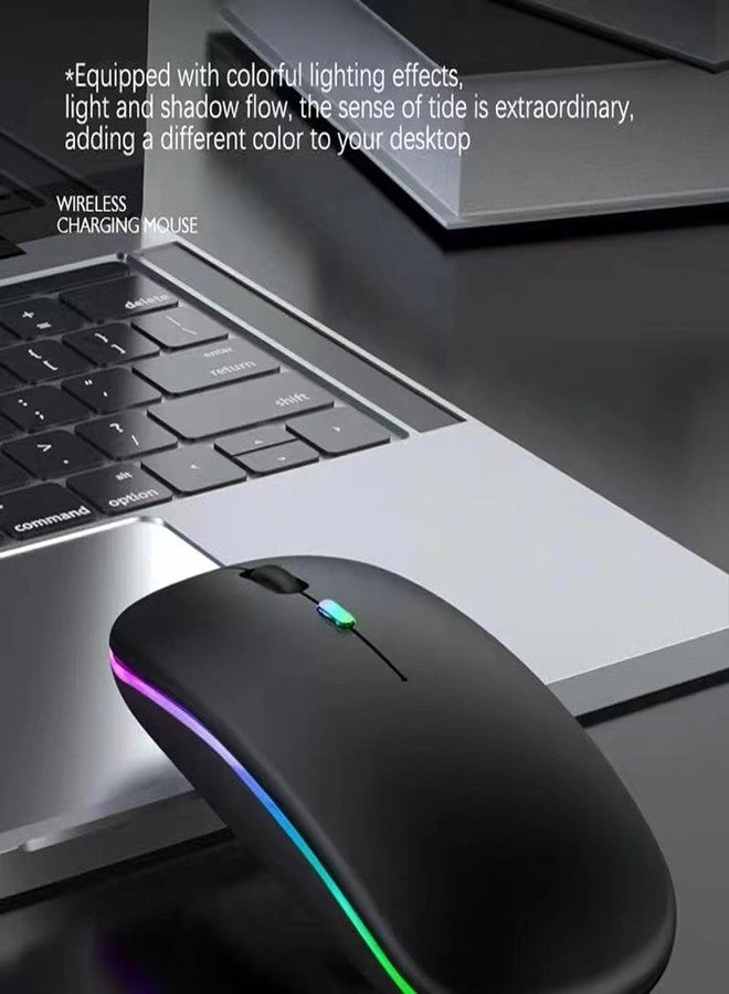 Guiheng 10 Pack Wireless Bluetooth Mouse,LED Dual Mode Rechargeable Silent Slim Laptop Mouse,Portable(BT5.2+USB Receiver) Dual Mode Computer Mice,for Laptop,Desktop Computer,ipad Tablet,Phone,TV (Black) - Image 5