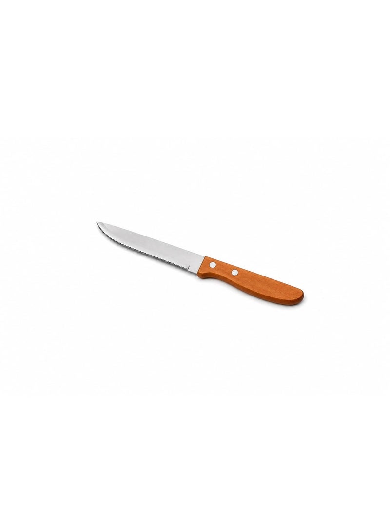 Stainless steel serrated table knife with wooden handle – versatile and rust-resistant - Image 1