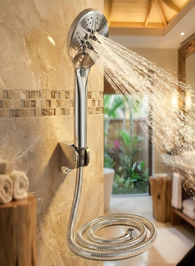 B BACKLINE Backline 9-Function Hand Shower for Bathroom | High Pressure Handheld Shower Head with 1.5M 304 Stainless Steel Hose & Wall Hook | Water Saving ABS Body | Multi-Spray Massage Experience Chrome Finish - Image 1