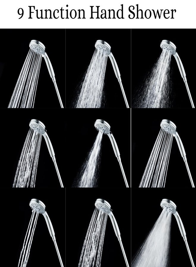 B BACKLINE Backline 9-Function Hand Shower for Bathroom | High Pressure Handheld Shower Head with 1.5M 304 Stainless Steel Hose & Wall Hook | Water Saving ABS Body | Multi-Spray Massage Experience Chrome Finish - Image 2