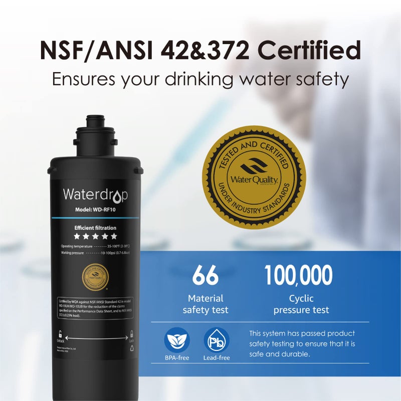 Waterdrop RF10 Replacement Filter Cartridge for 10UA/10UB Under Sink Water Filter, Reduces PFAS, PFOA/PFOS, Lead, Chlorine, Bad Taste & Odor, NSF/ANSI 42 Certified, 8K Gallons High Capacity - Image 4