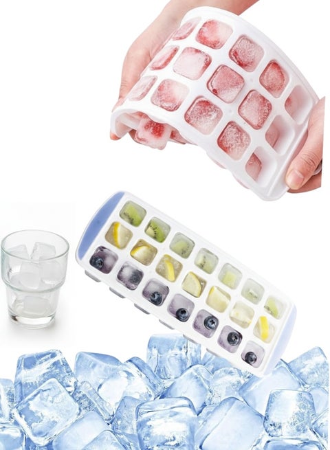 Flexible silicone ice cube tray – 21 stackable freezer cubes, quick-release design for making baby drinks, smoothies, and popsicles – a practical kitchen tool