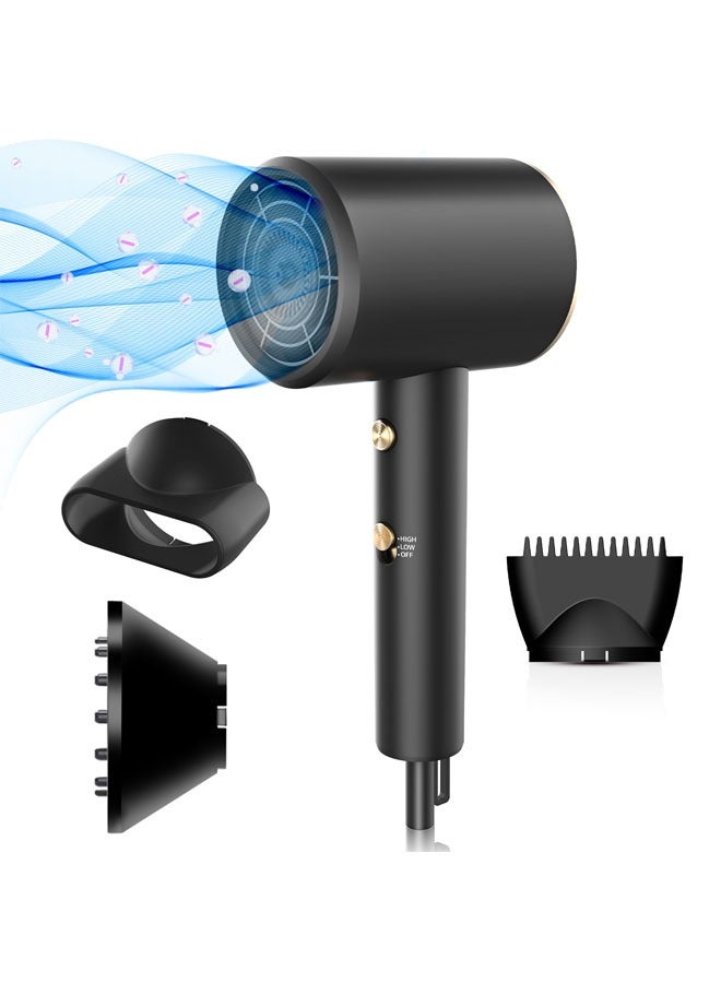 general Travel Hair Dryer with Diffuser  Concentrator, Powerful Ion Hair Dryer Fast Drying Low Noise Hair Dryer for Curly Hair, 2 Speed Women Men Home Salon Professional Hairstyle Gifts - Image 1