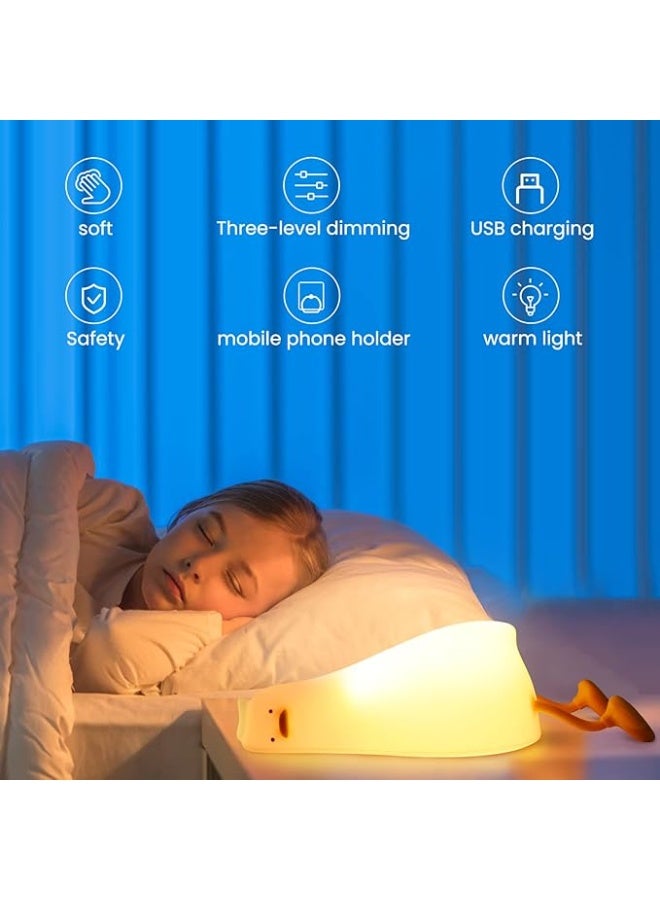 مصباح بطة ليلي سيليكون LED، مصباح سرير أطفال قابل لإعادة الشحن عبر USB مع مؤقت ولمس قابل للتعتيم - Image 3