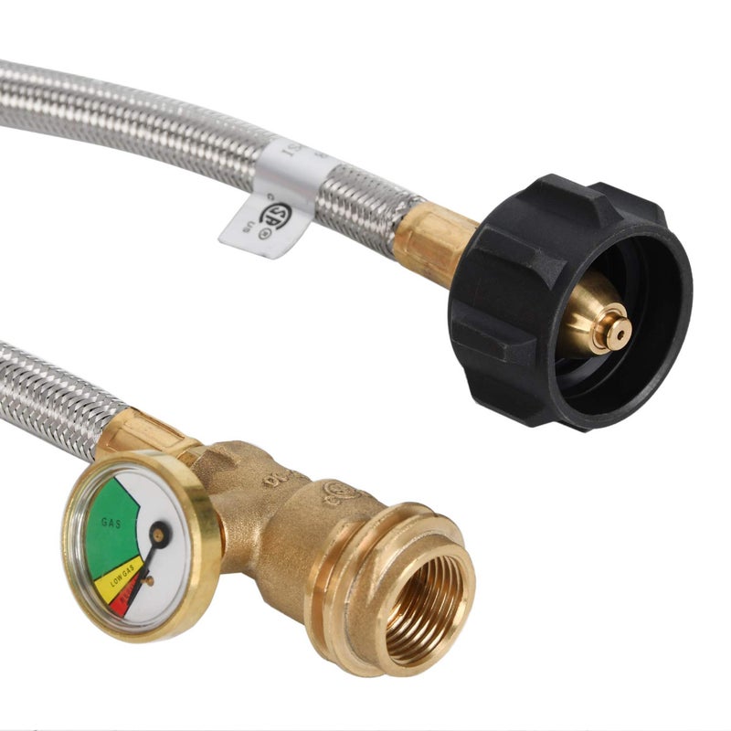 GasSaf 5FT Propane Tank Extension Hose with Gauge Replacement for Propane Tank, RV, Gas Grill Connection,Acme to Male QCC/POL Fittings - Image 5