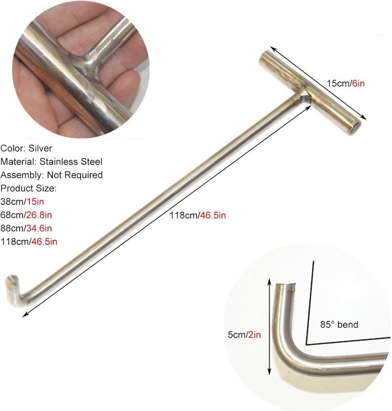 Manhole Puller Tool, 15 in Heavy Grate Lifting Hook for Storm Drain Covers, Durable Tool for Kitchen Drain, Shop Utility and Trampoline - Image 2