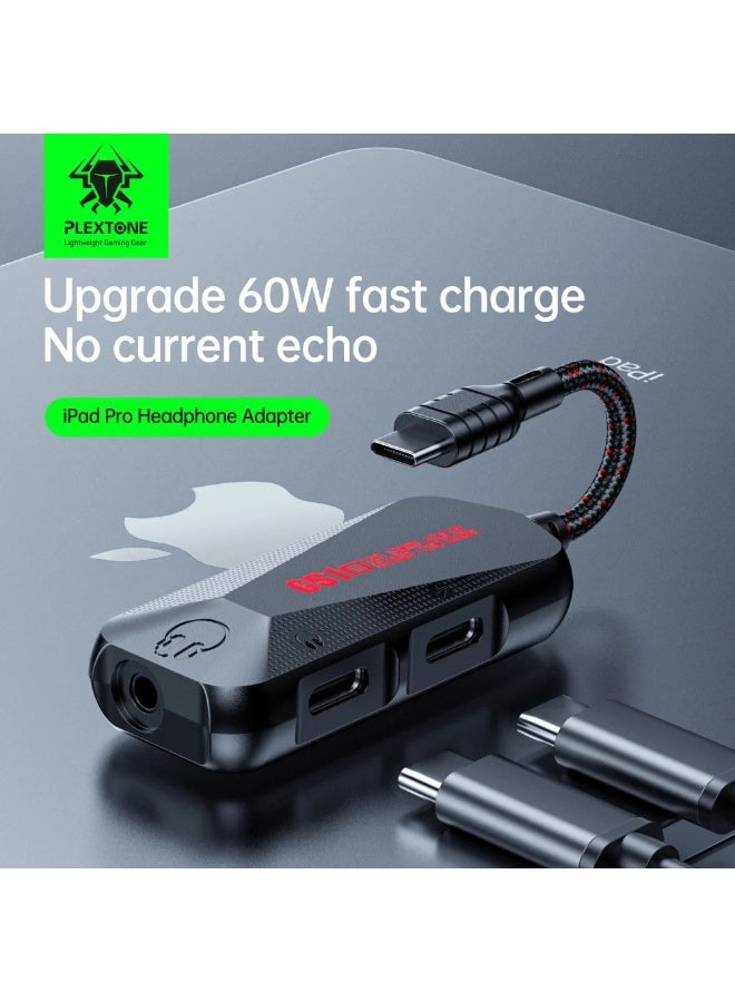 Plextone GS1 Gaming Sound Card for Mobile Phone Charging: New 60W Fast Charging USB Gaming Sound Card, 3 in 1 - Image 2