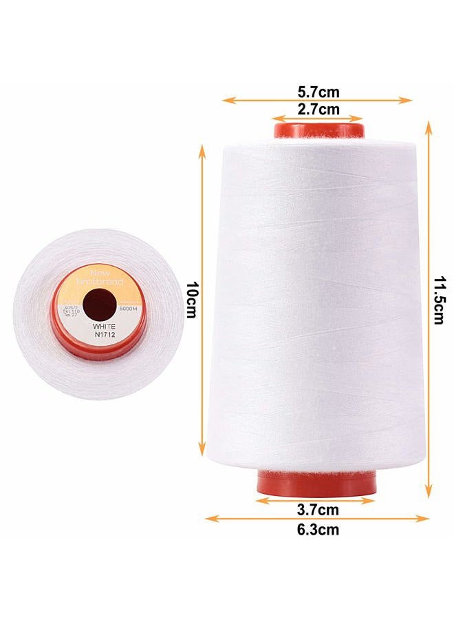 New brothread 28 خيار - 2 مخروط كبير من خيط بوليستر خياطة متعدد الاستخدامات 5000م لكل منهما 40S/2 (Tex27) للخياطة، والتطريز، والتجميع، والسرجر، والتشطيب - 1 أبيض + 1 أسود - Image 2
