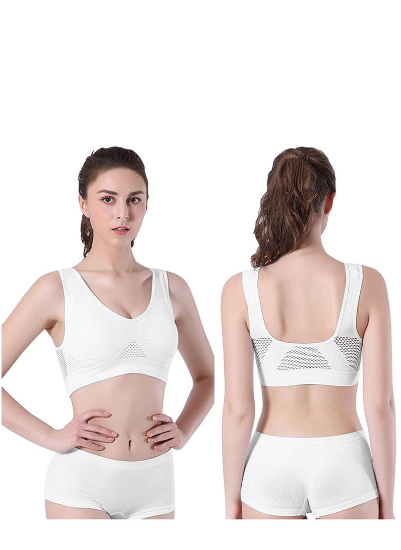 KASTWAVE Womens Sports Bra, 2 Pack Set Padded Sports Bras Women Medium Impact, Push Up Seamless Breathable for Yoga Running Crop Top (L) - Image 2