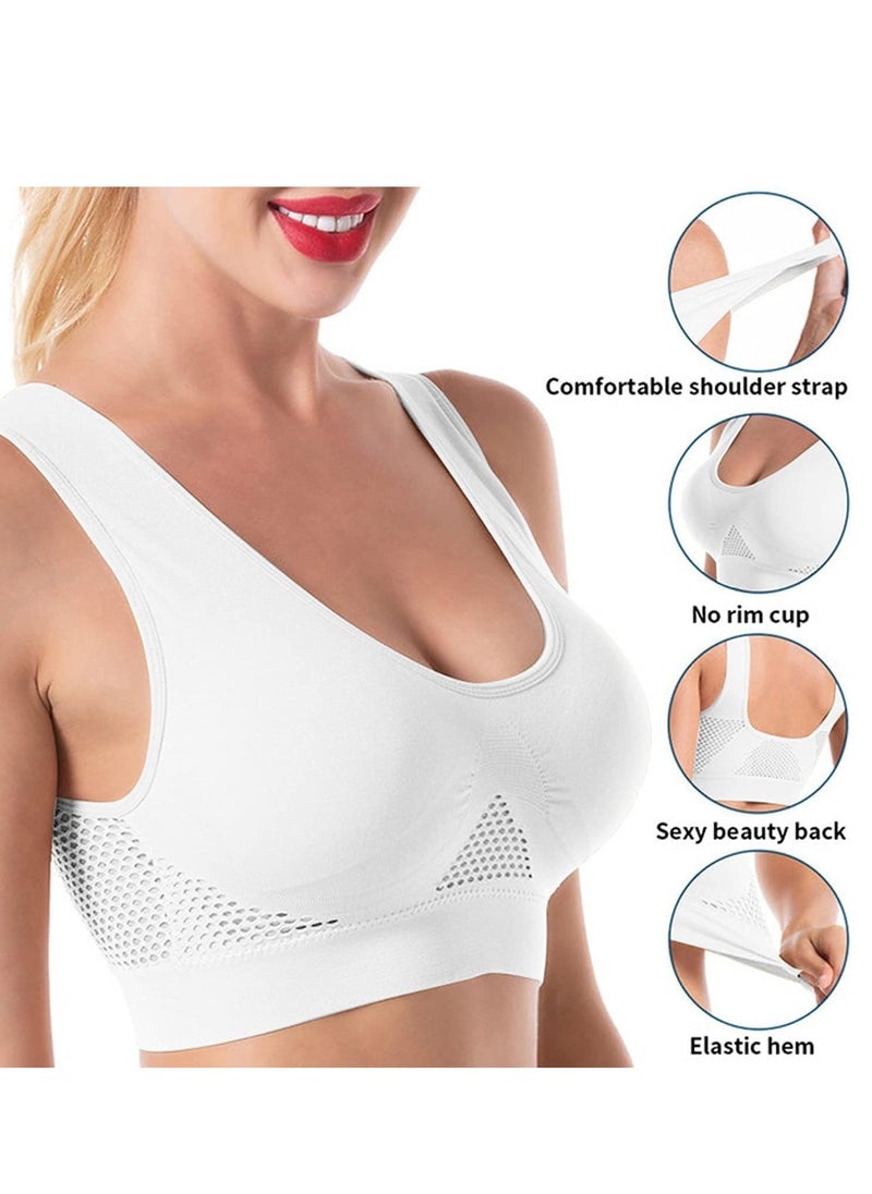 KASTWAVE Womens Sports Bra, 2 Pack Set Padded Sports Bras Women Medium Impact, Push Up Seamless Breathable for Yoga Running Crop Top (L) - Image 3