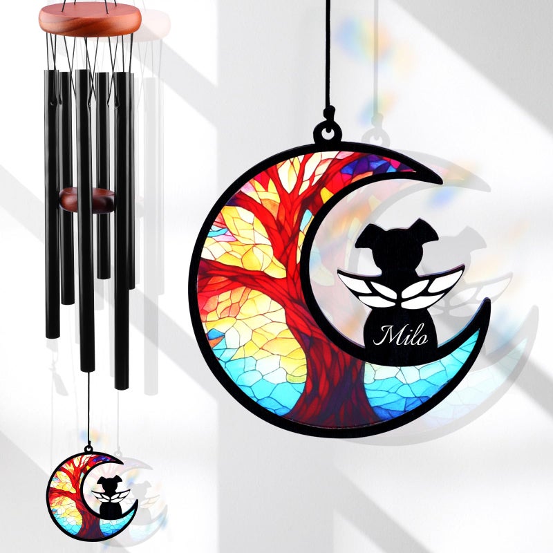 DearKeeps Pet Memorial Wind Chime â€“ Dog Memorial Gifts for Loss of Dog, Loss of Pet Sympathy Gift, Pet Remembrance Bereavement Gift (Moon) - Image 1