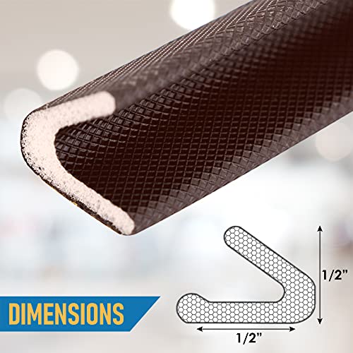 Dualplex Adhesive V Shape Weatherstrip, Weather Stripping Door Seal Strip Foam Door Frame Insulation Side Jamb Bottom Groove Gap Filler Soundproof V Weatherstripping (Dark Brown, 1/2 in x 1/2 in x 26 Ft) - Image 3