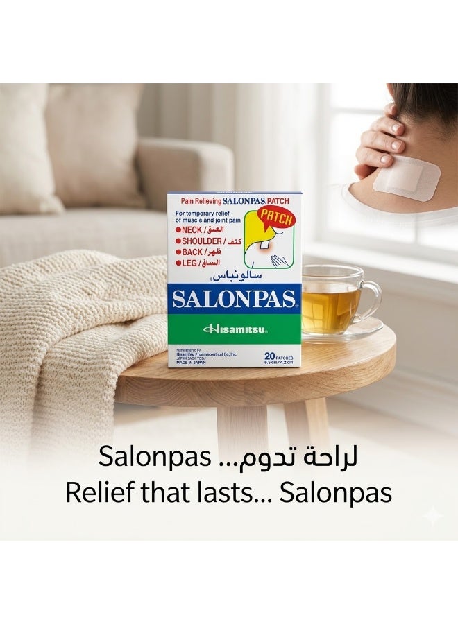 Salonpas Pain Relief Adhesive Size 6.5*4.2 cm - Pack of 20 Adhesives - Image 2