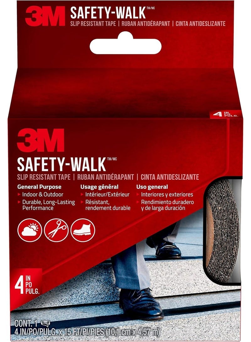 3M Safety Walk Slip Resistant Tape Anti Slip Black Tape Indoor & Outdoor Self Adhesive Backing 10.1Cm X 4.57M - Image 1