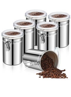 6 Pcs Stainless Steel Canisters 62 oz Stainless Steel Containers with Lids Food Storage Container with Airtight Clamp Lid Coffee Containers for Tea Sugar Coffee Flour Kitchen Counters
