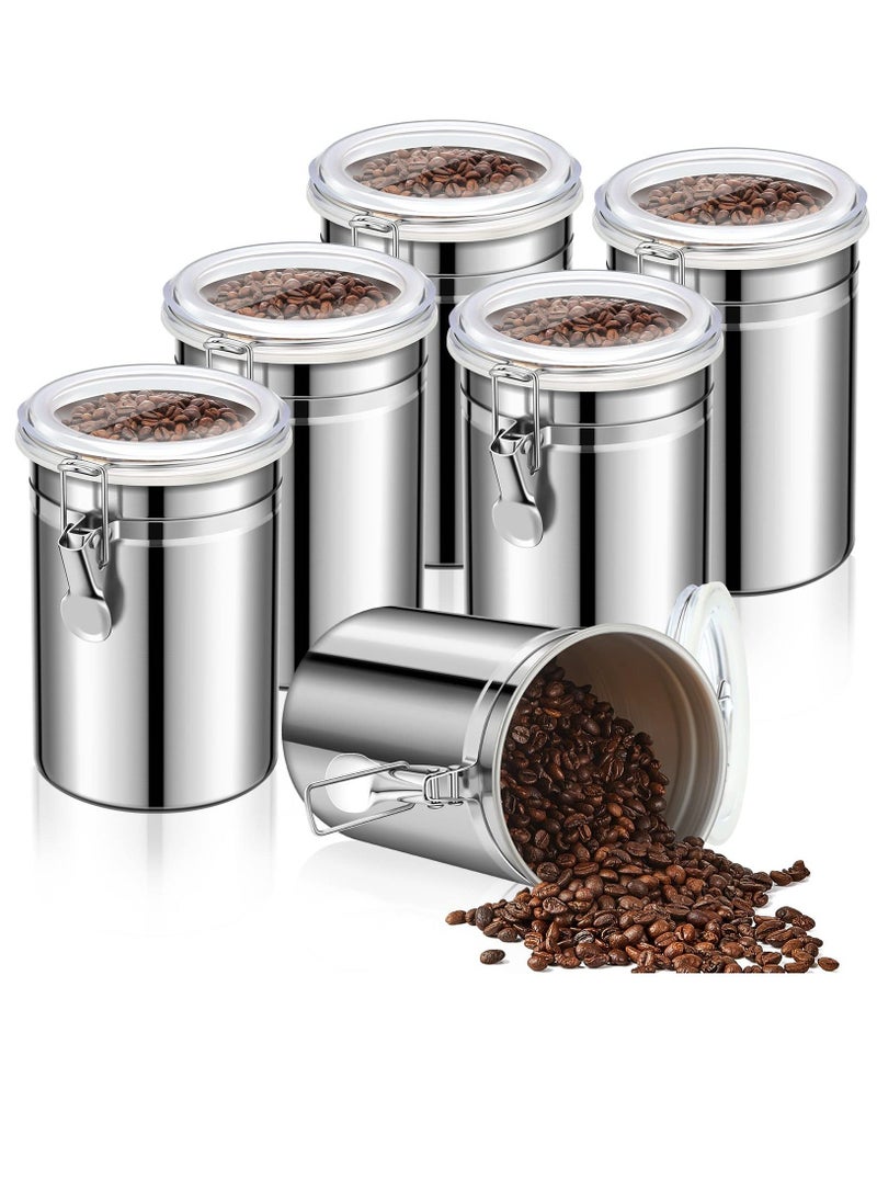 Generic - 6 Pcs Stainless Steel Canisters 62 oz Stainless Steel Containers with Lids Food Storage Container with Airtight Clamp Lid Coffee Containers for Tea Sugar Coffee Flour Kitchen Counters - Image 1