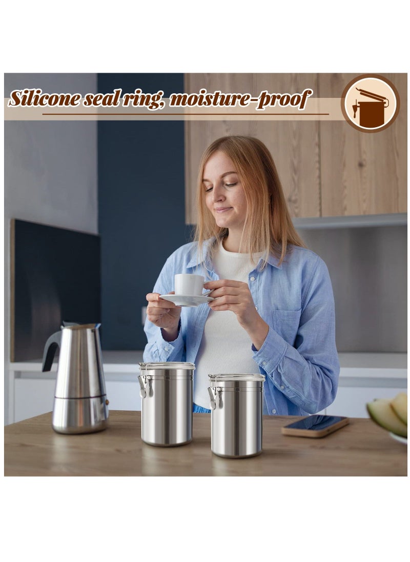 Generic - 6 Pcs Stainless Steel Canisters 62 oz Stainless Steel Containers with Lids Food Storage Container with Airtight Clamp Lid Coffee Containers for Tea Sugar Coffee Flour Kitchen Counters - Image 1
