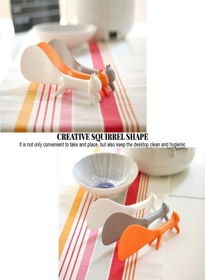 Setaria Viridis 3 Piece Squirrel Shape Rice Spoon Standing Creative Household Kitchen Tools Non-stick Rice Paddle Scoop Spoon Creative Kitchen Gadget - Image 4